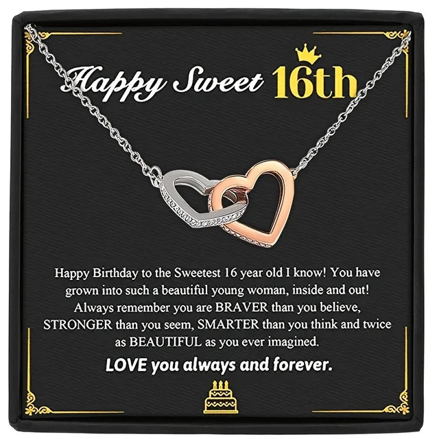 Rhinestones Heart Shaped Necklace With Letter Print Standard Box, Best Gift For Birthday