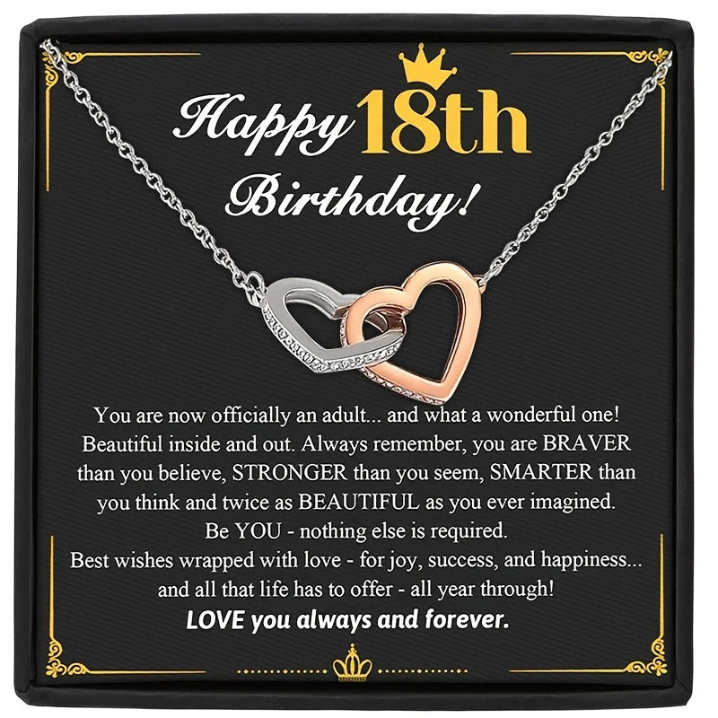 Rhinestones Heart Shaped Necklace With Letter Print Standard Box, Best Gift For Birthday