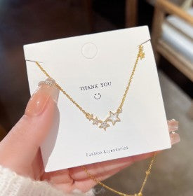 Star Design Necklace Pendant with Link Chain High-End Gold Zircon Luxury Trendy Geometric Jewelry Most Popular Fashion Accessory