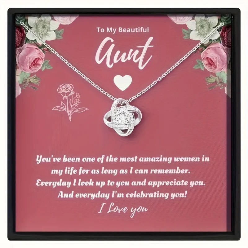 Stylish, Creative And Elegant Knotted Pendant Necklace With Gift Box & Card, Birthday Party Gift, Holiday Gift For Aunt