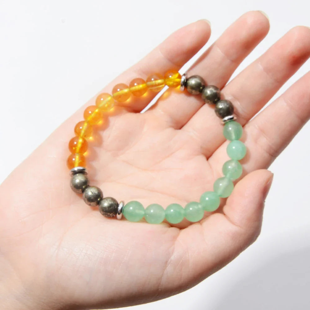 Success Bracelet With Wish Card- Lucky Bracelet - Attract Wealth, Abundance, & Prosperity - Green Aventurine - Malachite - Pyrit