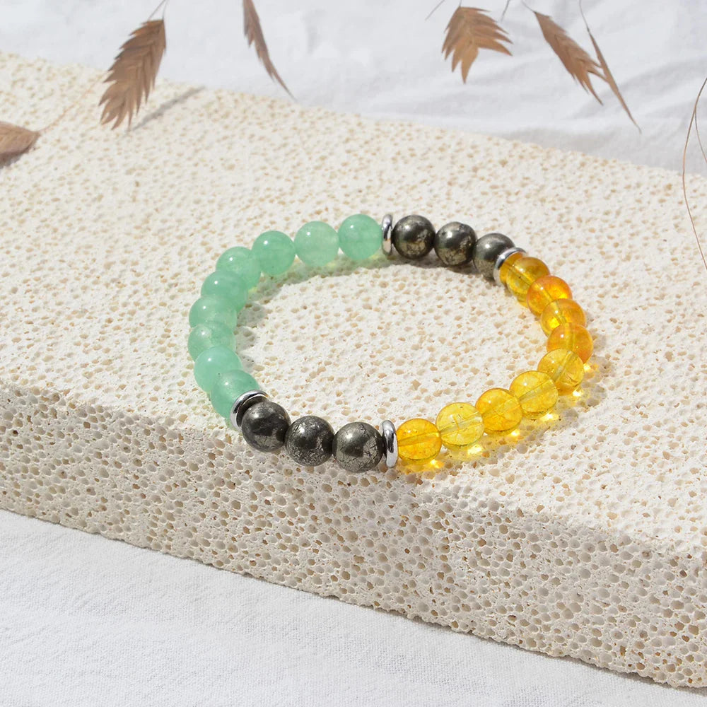 Success Bracelet With Wish Card- Lucky Bracelet - Attract Wealth, Abundance, & Prosperity - Green Aventurine - Malachite - Pyrit