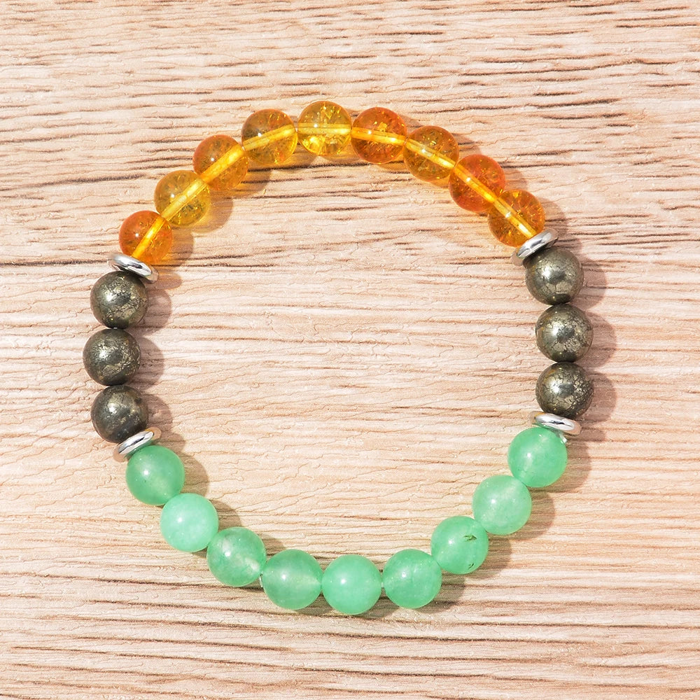Success Bracelet With Wish Card- Lucky Bracelet - Attract Wealth, Abundance, & Prosperity - Green Aventurine - Malachite - Pyrit