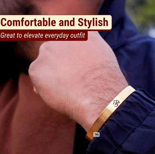 Anti Tarnish Gold Plated Spiritual OM Kada Bracelet