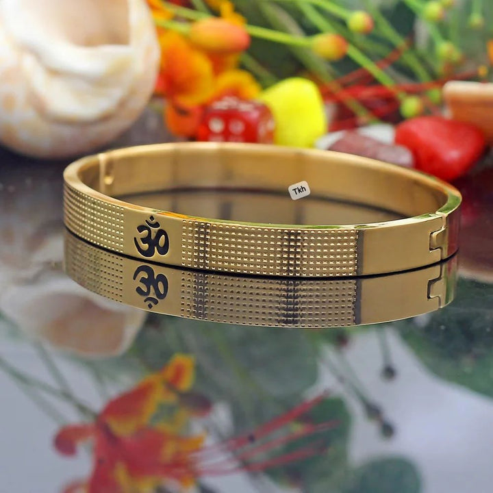 Anti Tarnish Gold Plated Spiritual OM Kada Bracelet