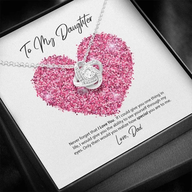 To My Daughter Gifts From Dad Heart Knot Pendant Christmas Gift Father Daughter Girl Necklace
