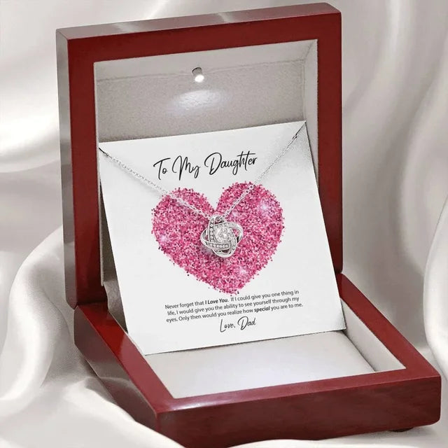 To My Daughter Gifts From Dad Heart Knot Pendant Christmas Gift Father Daughter Girl Necklace