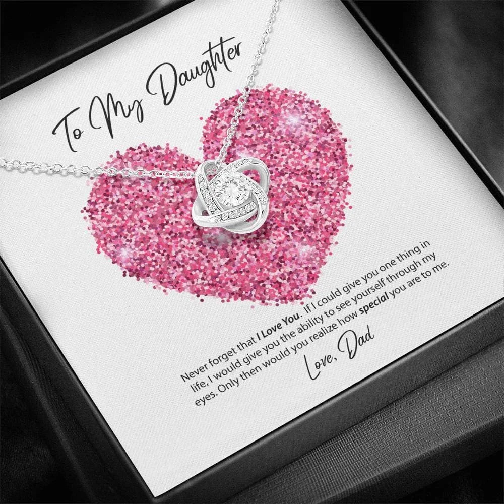 To My Daughter Gifts From Dad Heart Knot Pendant Christmas Gift Father Daughter Girl Necklace