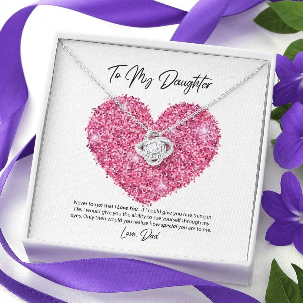 To My Daughter Gifts From Dad Heart Knot Pendant Christmas Gift Father Daughter Girl Necklace