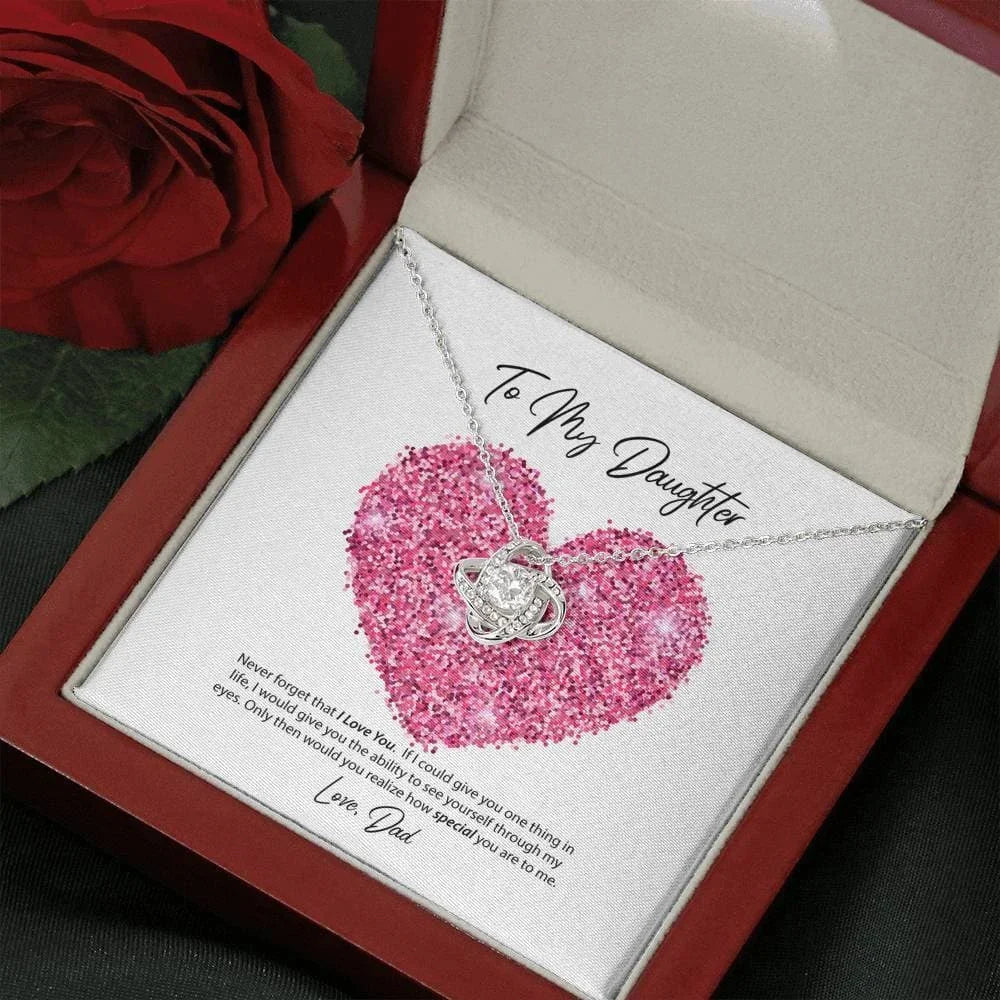 To My Daughter Gifts From Dad Heart Knot Pendant Christmas Gift Father Daughter Girl Necklace