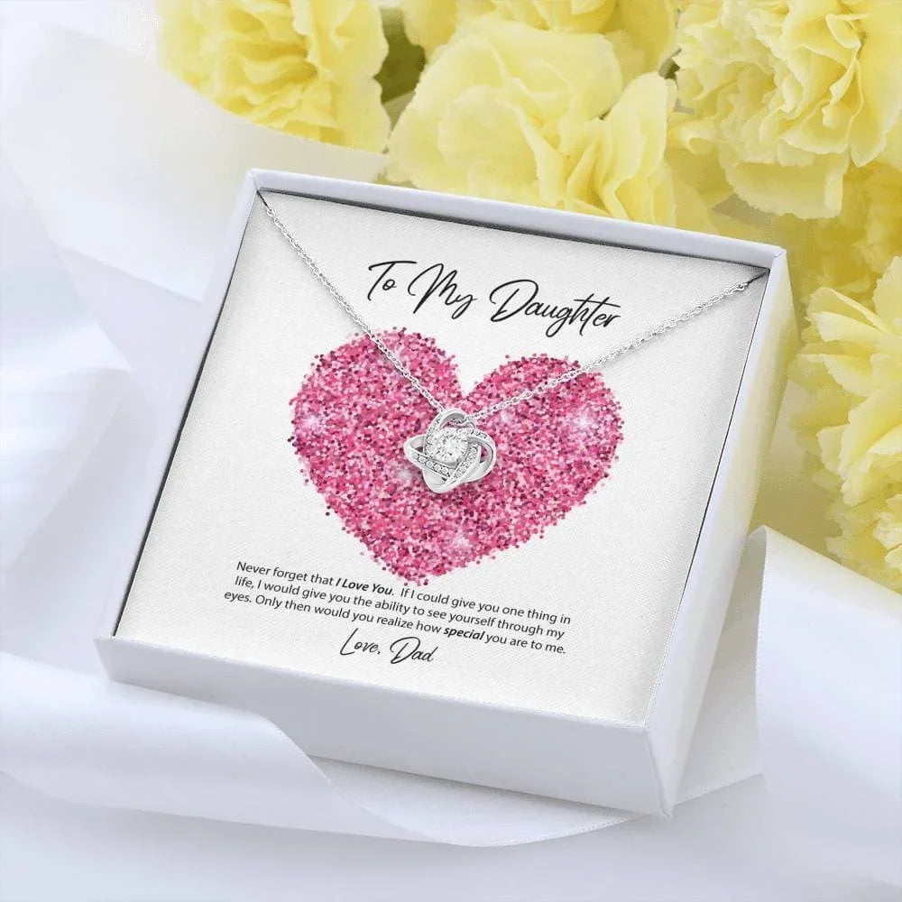 To My Daughter Gifts From Dad Heart Knot Pendant Christmas Gift Father Daughter Girl Necklace
