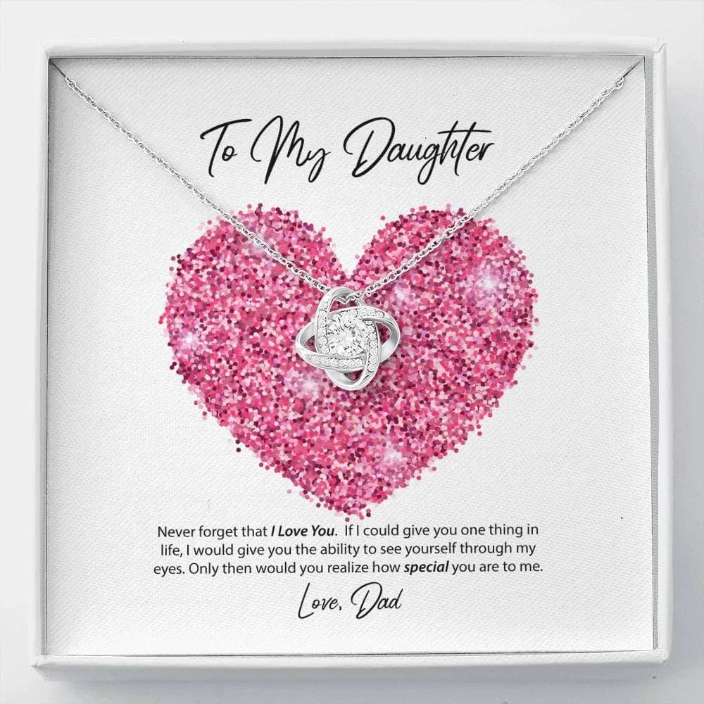 To My Daughter Gifts From Dad Heart Knot Pendant Christmas Gift Father Daughter Girl Necklace