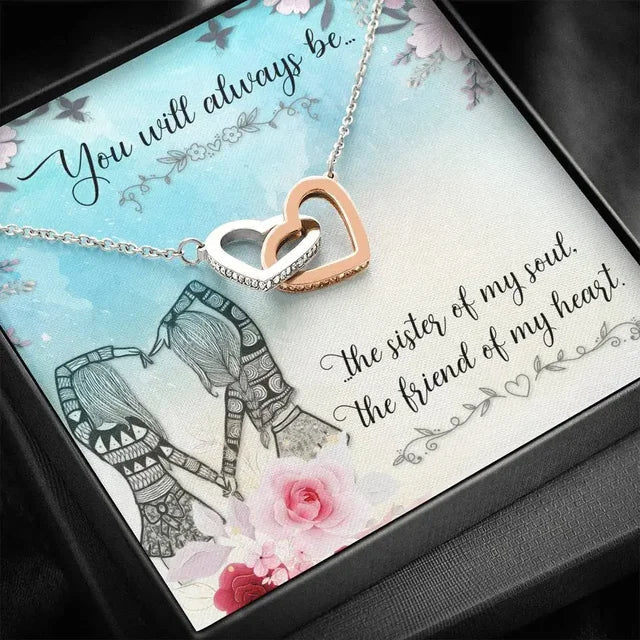 Sister Gift New Fashion Jewelry Women Necklaces Love Interlocked Heart Pendant Necklace Birthday