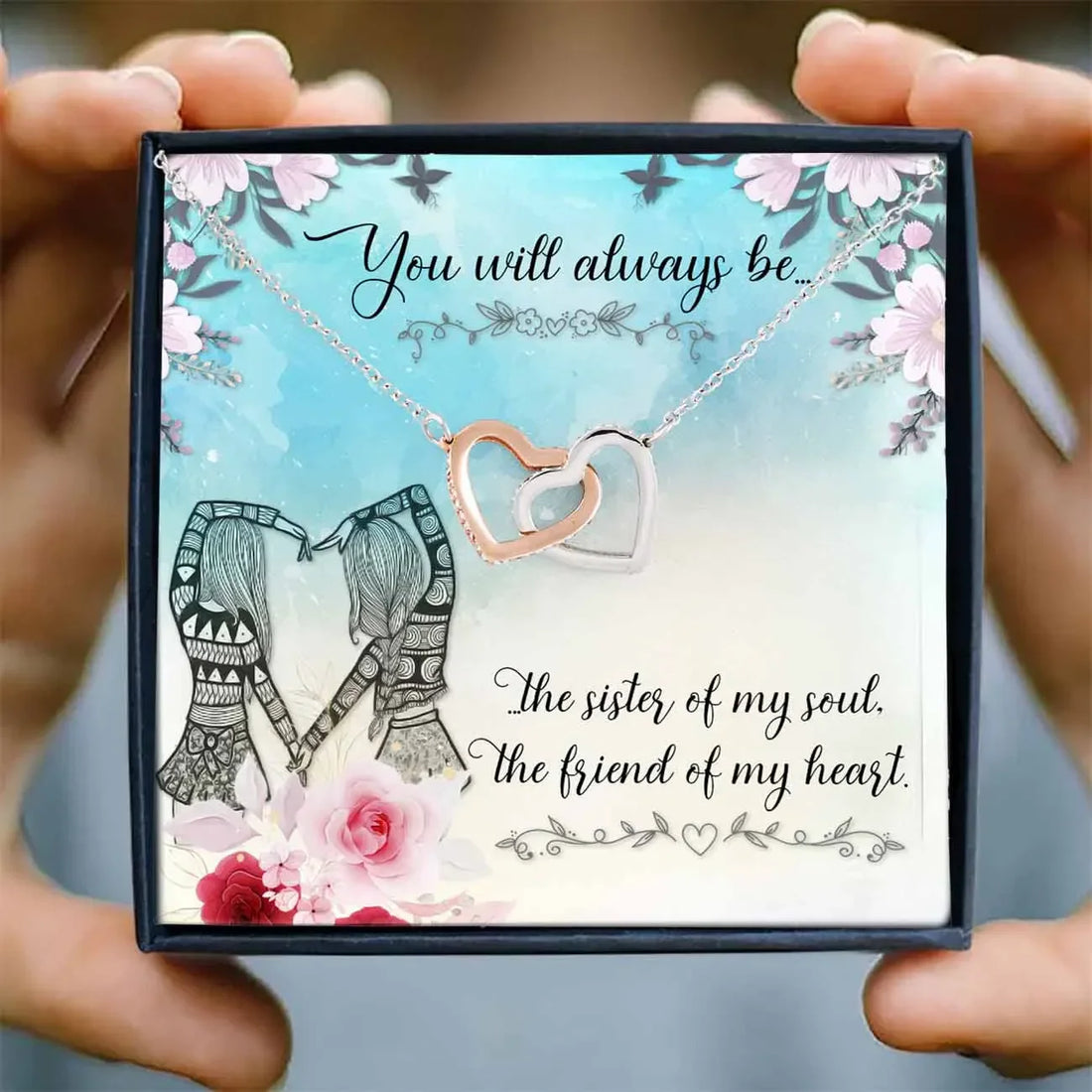 Sister Gift New Fashion Jewelry Women Necklaces Love Interlocked Heart Pendant Necklace Birthday