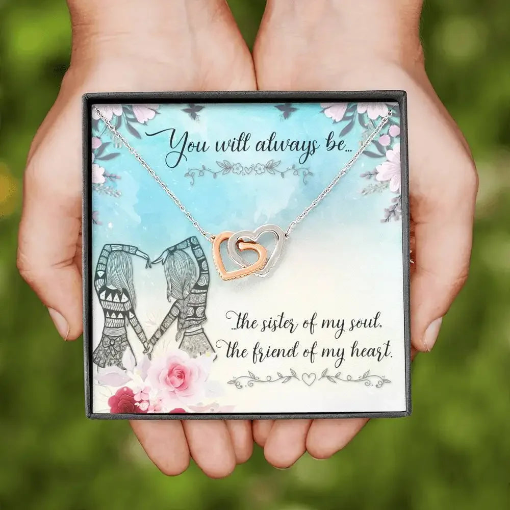 Sister Gift New Fashion Jewelry Women Necklaces Love Interlocked Heart Pendant Necklace Birthday