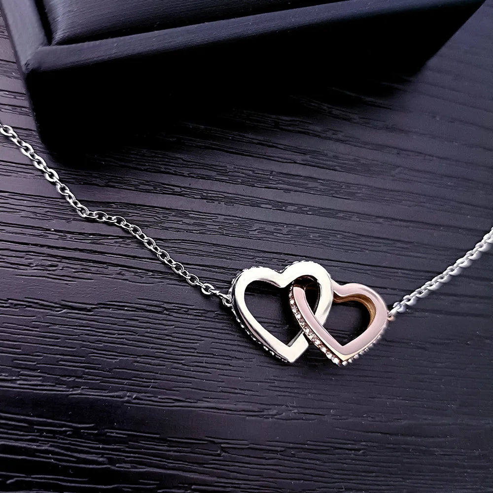 Sister Love Interlocked Double Heart Pendant Necklace Birthday