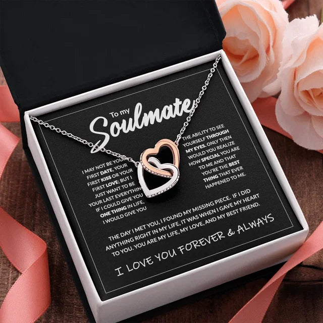 To My Soulmate" Double Heart Necklace – A Gift of Eternal Love 💖
