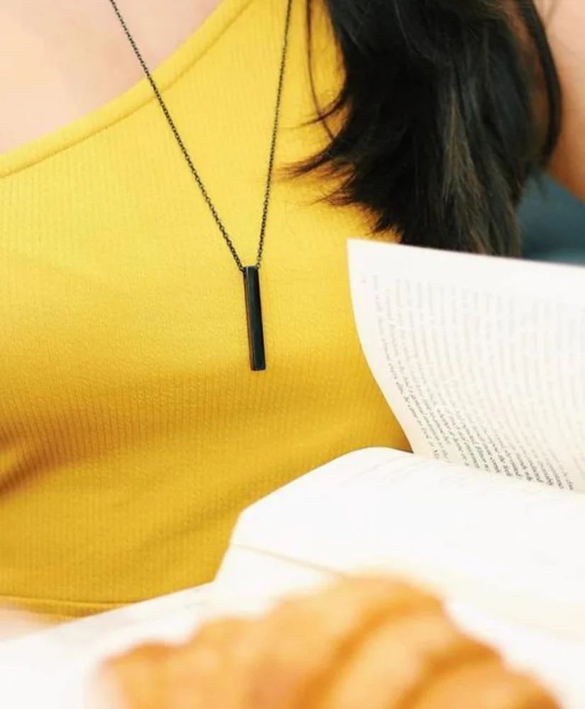 Black Alloy Locket Pendant Necklace