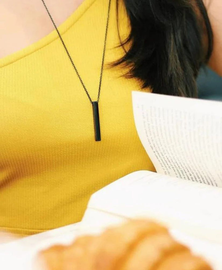 Black Alloy Locket Pendant Necklace