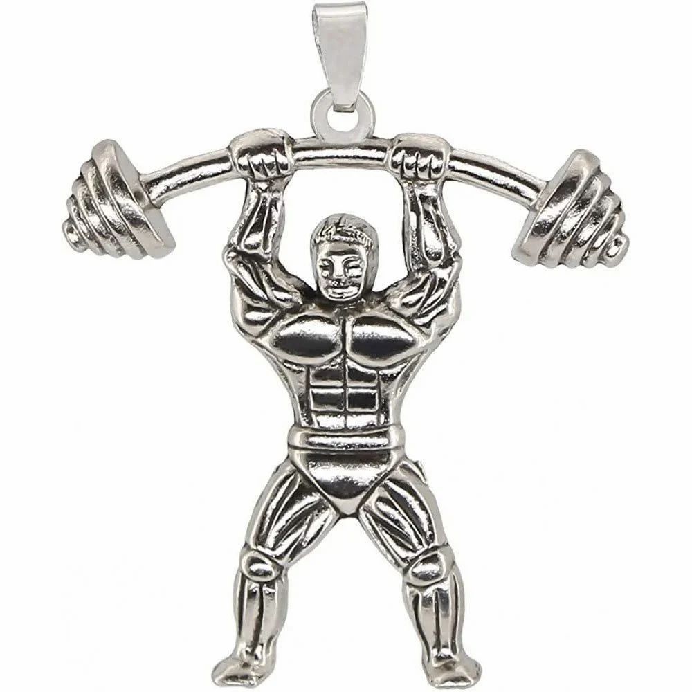 Men Charms Fitness Weightlifting Bodybuilder Pendant Necklace