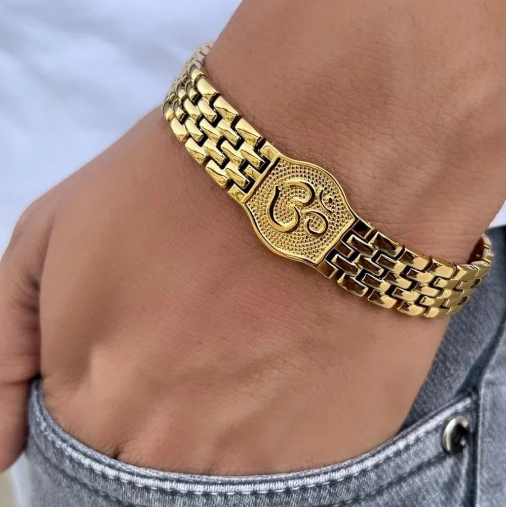 Men's Stainless Steel OM Kada Bracelet
