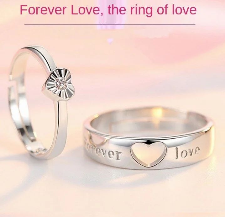Elegant Adjustable Couple Rings King Queen Rings Valentine Gift for Men and Women