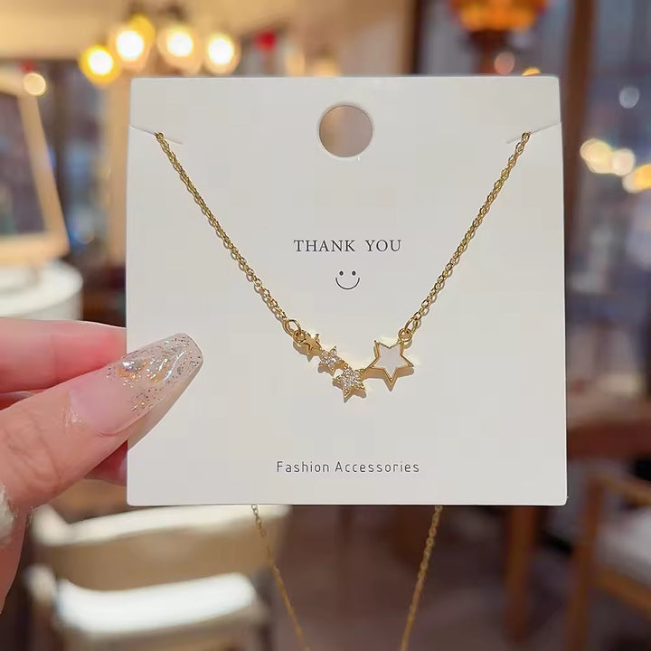 Star Design Necklace Pendant with Link Chain High-End Gold Zircon Luxury Trendy Geometric Jewelry Most Popular Fashion Accessory