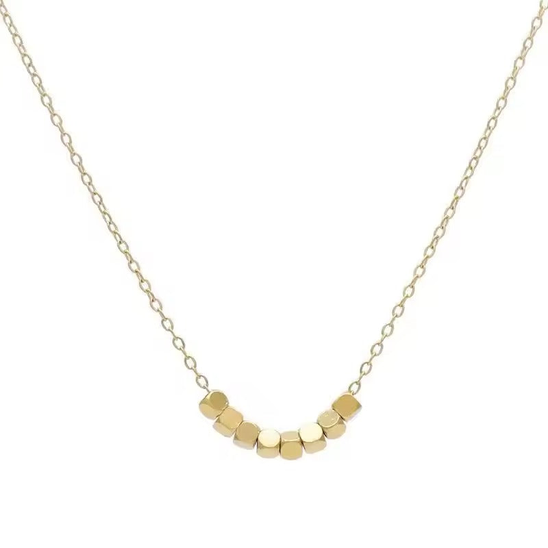 Popular Mini Square Bead Pendant Collar Necklace Gold Color 18K PVD Plated Stainless Steel Fashion Necklace