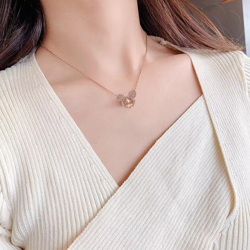 Fashion Mickey Head Necklace Light Luxury Temperament Smart Cartoon Mouse Pendant Clavicle Chain Necklaces Jewelry