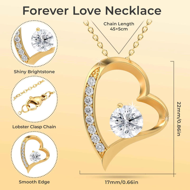 Titanium Steel Copper Plating Heart Shape Zircon Pendant Necklace Gold