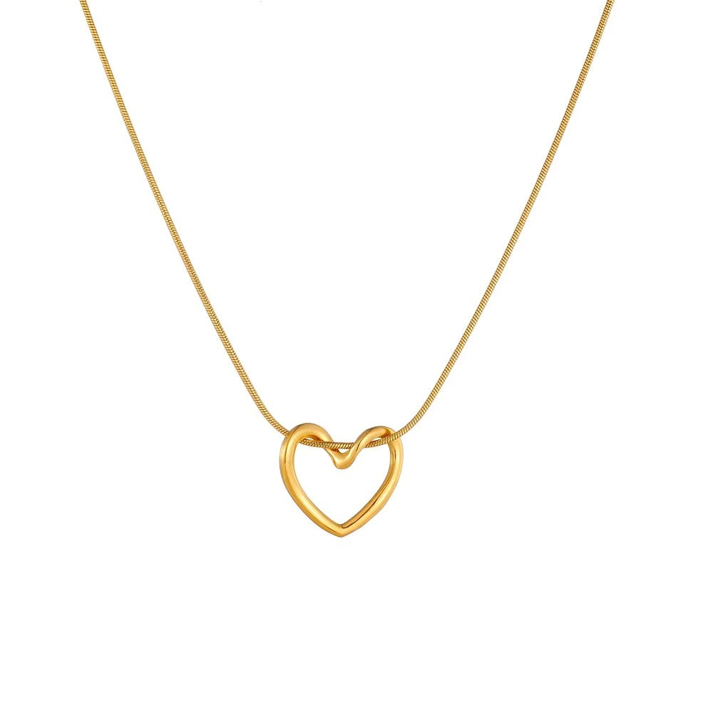Minimalist Stainless Steel Necklace 18K Gold Plated Twisted Heart Pendant Trendy Hollow Love Heart Collar Necklaces for Box