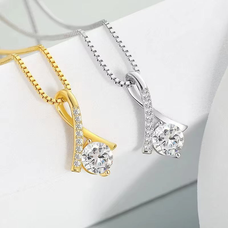 Classic style geometric copper artificial gemstones pendant Silver Necklace