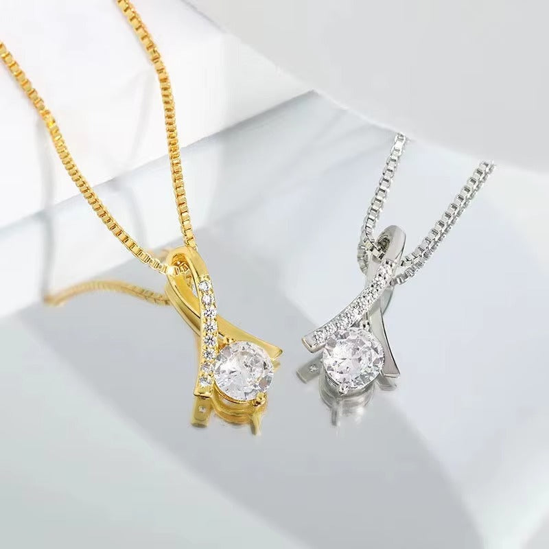 Classic style geometric copper artificial gemstones pendant Silver Necklace