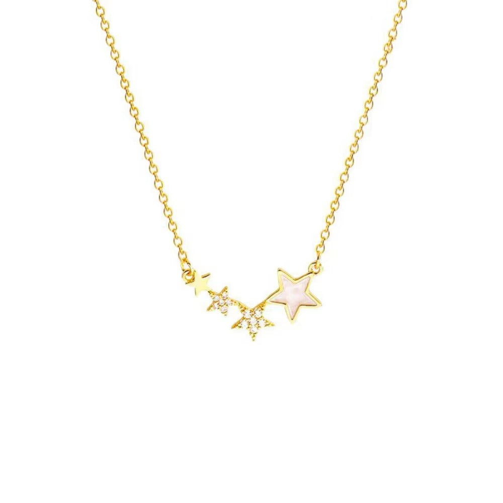 Star Design Necklace Pendant with Link Chain High-End Gold Zircon Luxury Trendy Geometric Jewelry Most Popular Fashion Accessory