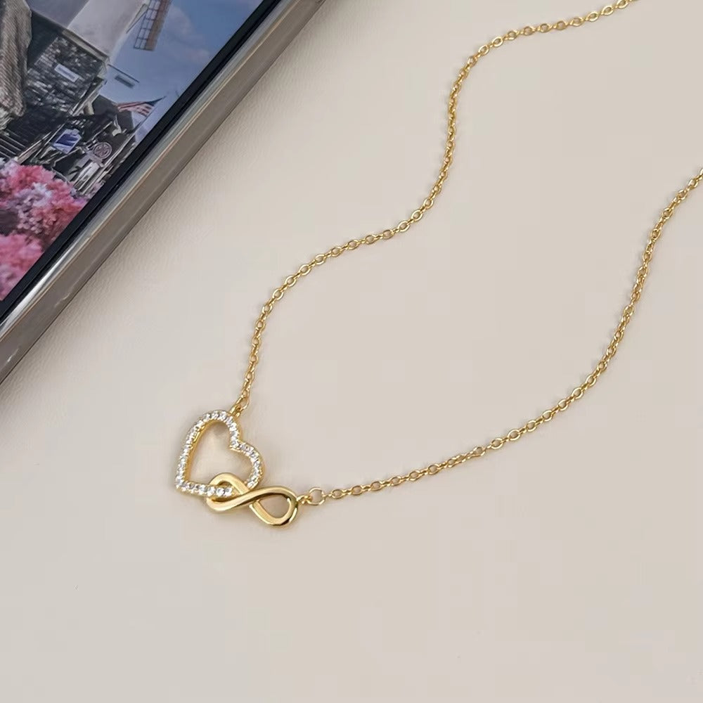 925 Sterling Silver Clavicle Chain Necklace for Women 18K Gold Plated 925 Silver 8 and Heart Pendant Necklace Fashion Jewelry