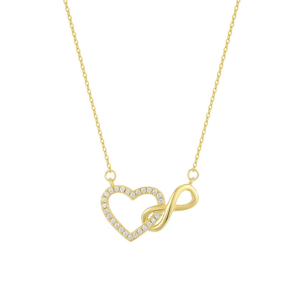 925 Sterling Silver Clavicle Chain Necklace for Women 18K Gold Plated 925 Silver 8 and Heart Pendant Necklace Fashion Jewelry