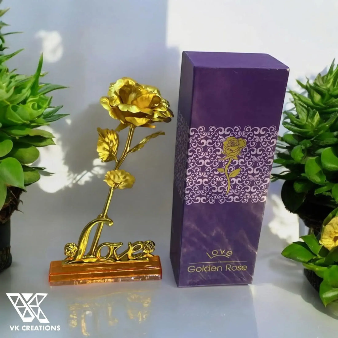 24 K Purple Box Red Rose With Love Stand And Carry Bag
