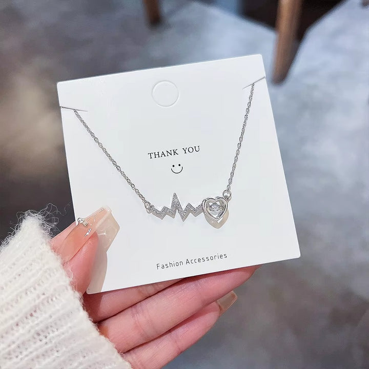 Fashion Jewelry Heartbeat Pendant Necklaces Personalized Gold Plated Titanium Steel Necklace for Women