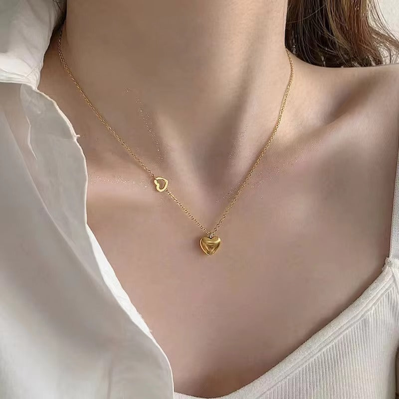 Women's Necklace Stainless Steel Heart Pendant Non-fading Titanium Steel Necklace
