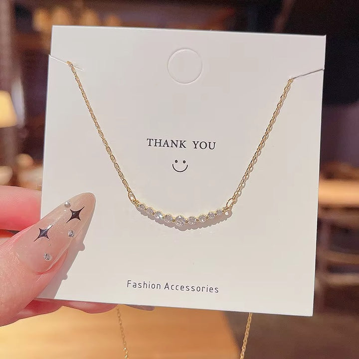 Geometric Jewelry Crystal Titanium Steel Necklace Women Fashion Gold Plated Zircon Pendant Choker Necklace