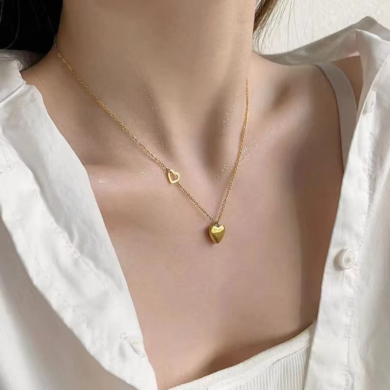 Women's Necklace Stainless Steel Heart Pendant Non-fading Titanium Steel Necklace