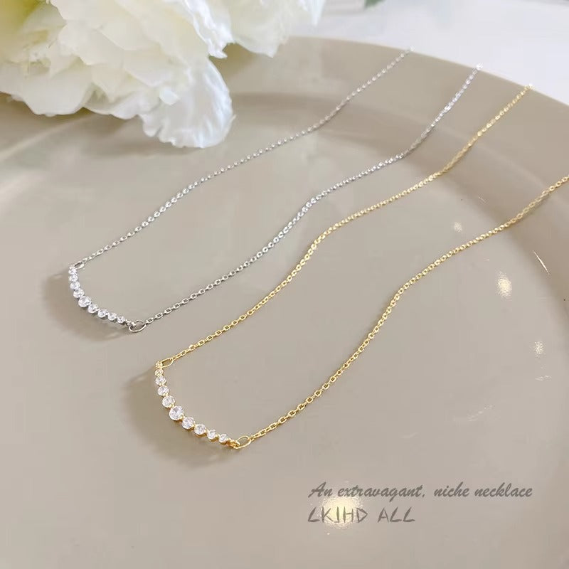 Geometric Jewelry Crystal Titanium Steel Necklace Women Fashion Gold Plated Zircon Pendant Choker Necklace