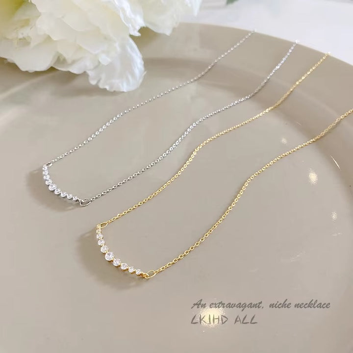 Geometric Jewelry Crystal Titanium Steel Necklace Women Fashion Gold Plated Zircon Pendant Choker Necklace