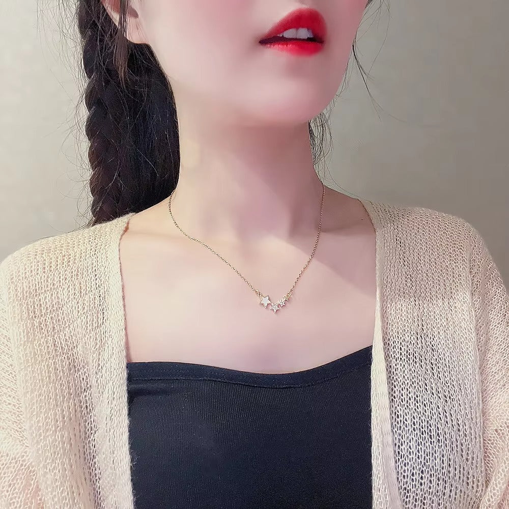 Star Design Necklace Pendant with Link Chain High-End Gold Zircon Luxury Trendy Geometric Jewelry Most Popular Fashion Accessory