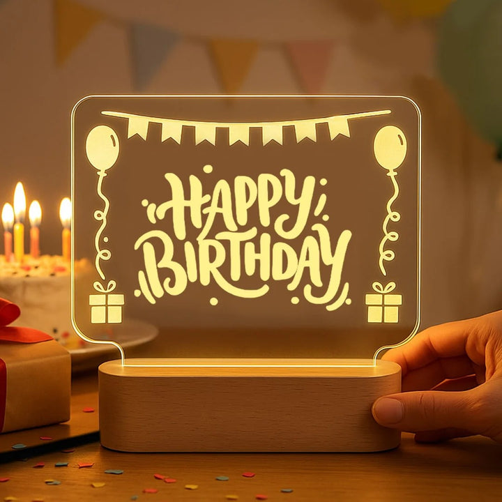 Happy Birthday Acrylic LED Lamp
