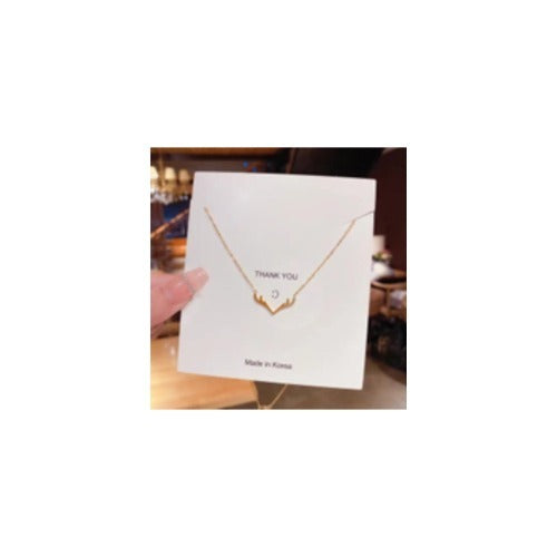 Minimalist style One Deer with You real gold Pendant necklace All-titanium Steel Gold Plated Antler Charm collarbone chain