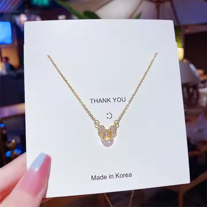 Fashion Mickey Head Necklace Light Luxury Temperament Smart Cartoon Mouse Pendant Clavicle Chain Necklaces Jewelry